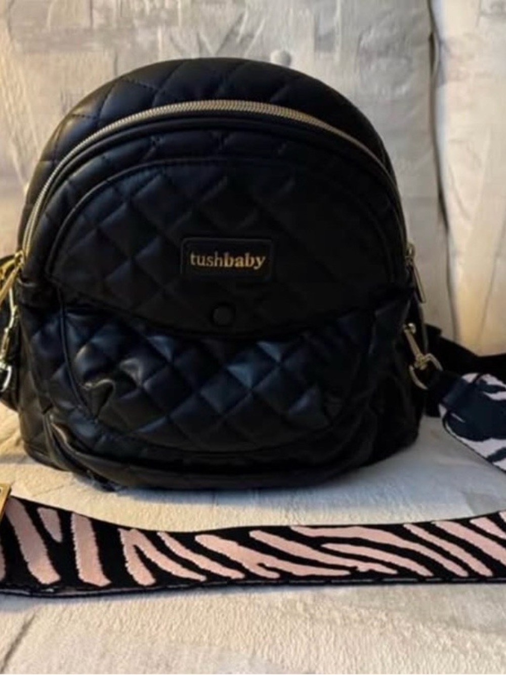 Tushbaby Quilted Black Kids Backpack - Compact & Durable